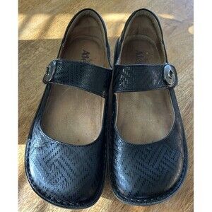 Alegria Paloma Chevron Leather Shoes Size 38/US 7.5 Hook And Loop Strap Close